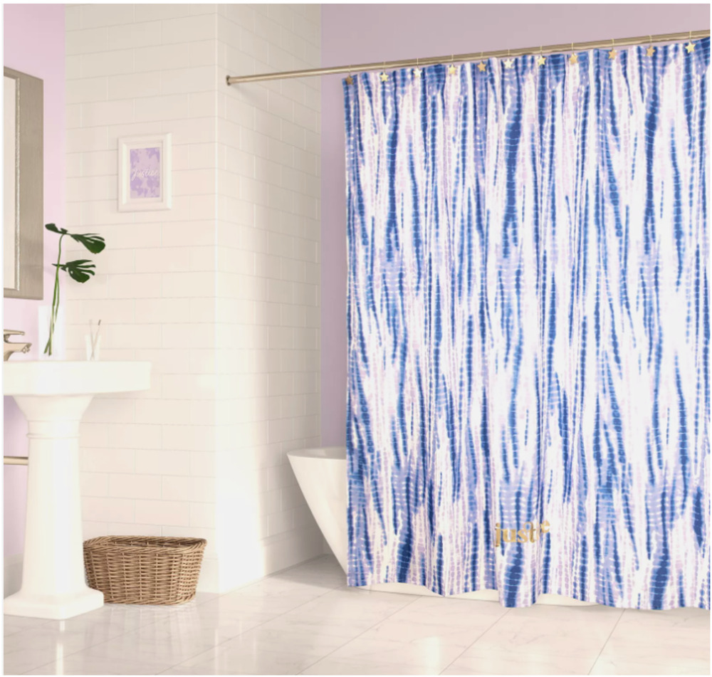 Purple 72" Microfiber Radical Tie Dye Cloth Shower Curtain and Hooks Set Justice